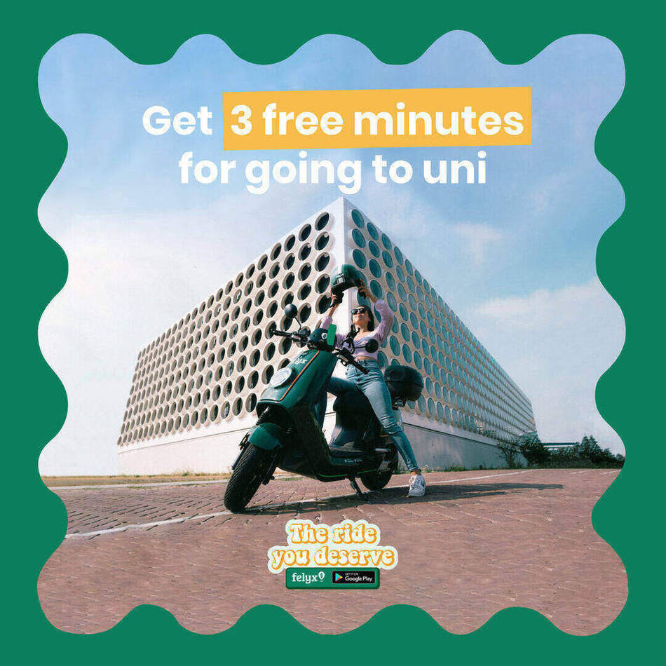 Felyx social ad, vierkant formaat — Get 3 free minutes
