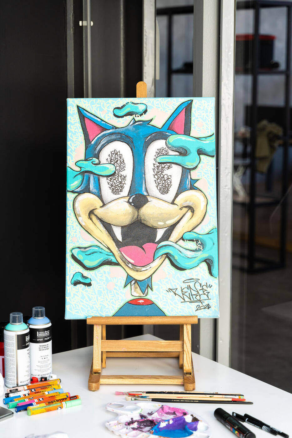 Felyx Art Campaign — canvas op ezel met verf en materialen